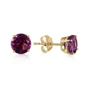 GOLD STUD EARRINGS WITH NATURAL AMETHYSTS
